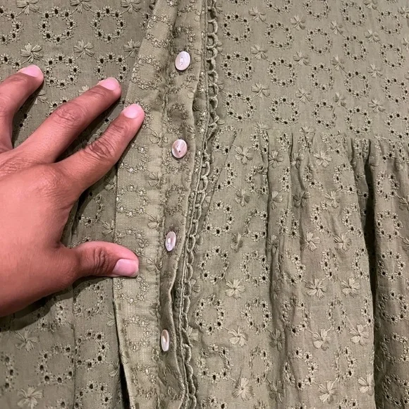 Women's Bohemian Floral Print Button Down Long Lantern Sleeve Shift Tunic Dress - Picture 6 of 15